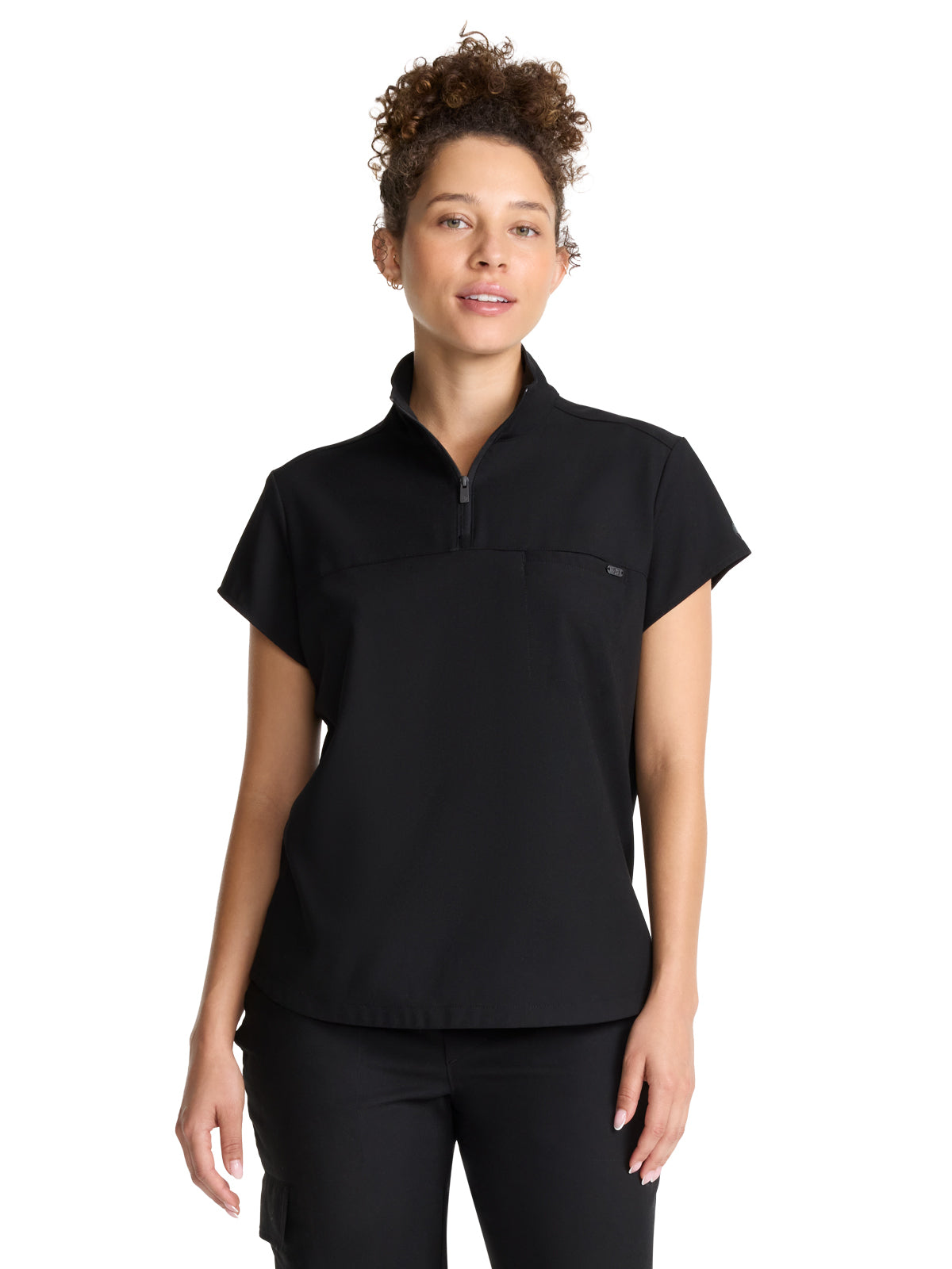 Women's 1-Pocket Partial Zip Top - 752 - Black