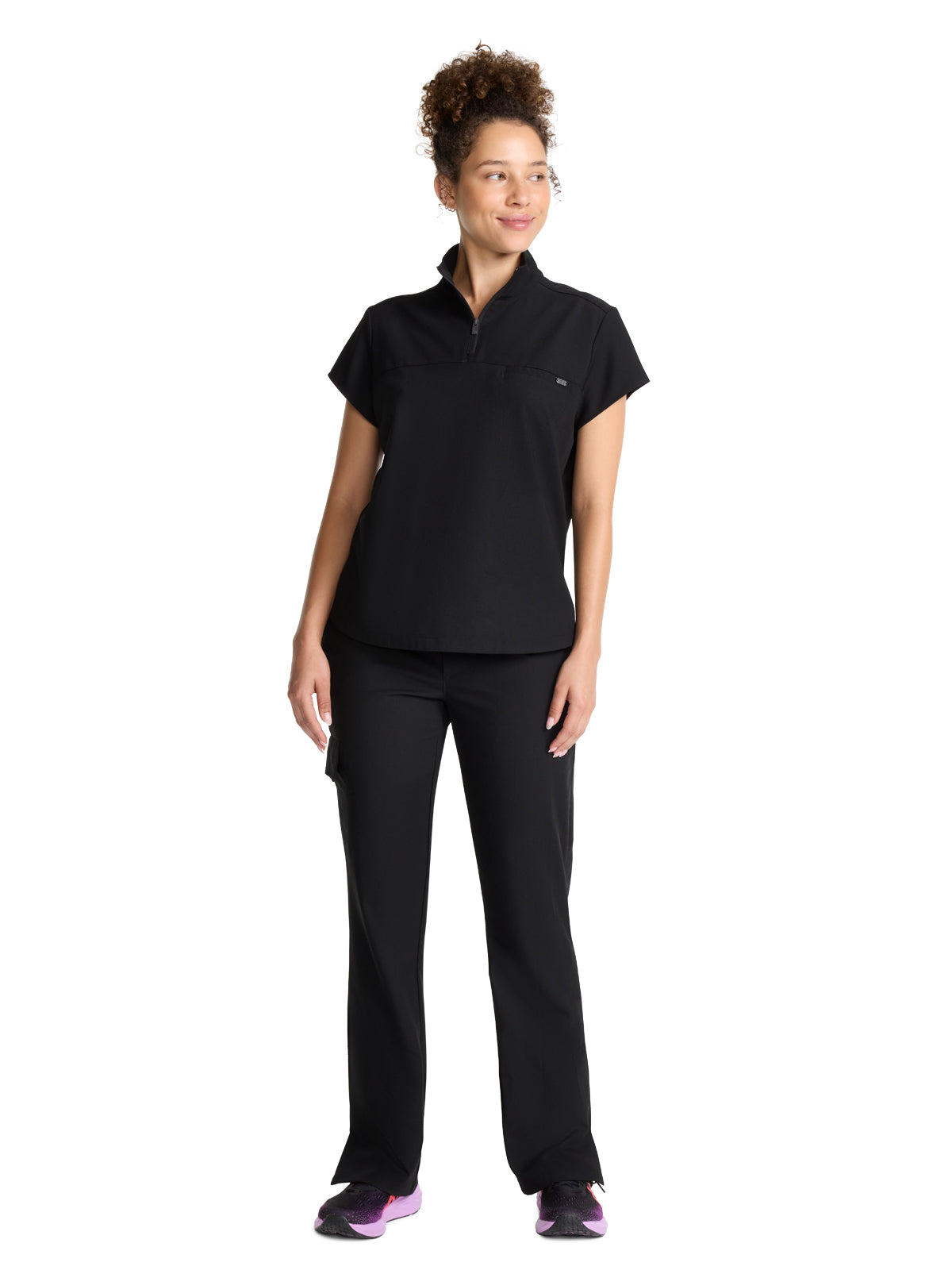 Women's 1-Pocket Partial Zip Top - 752 - Black