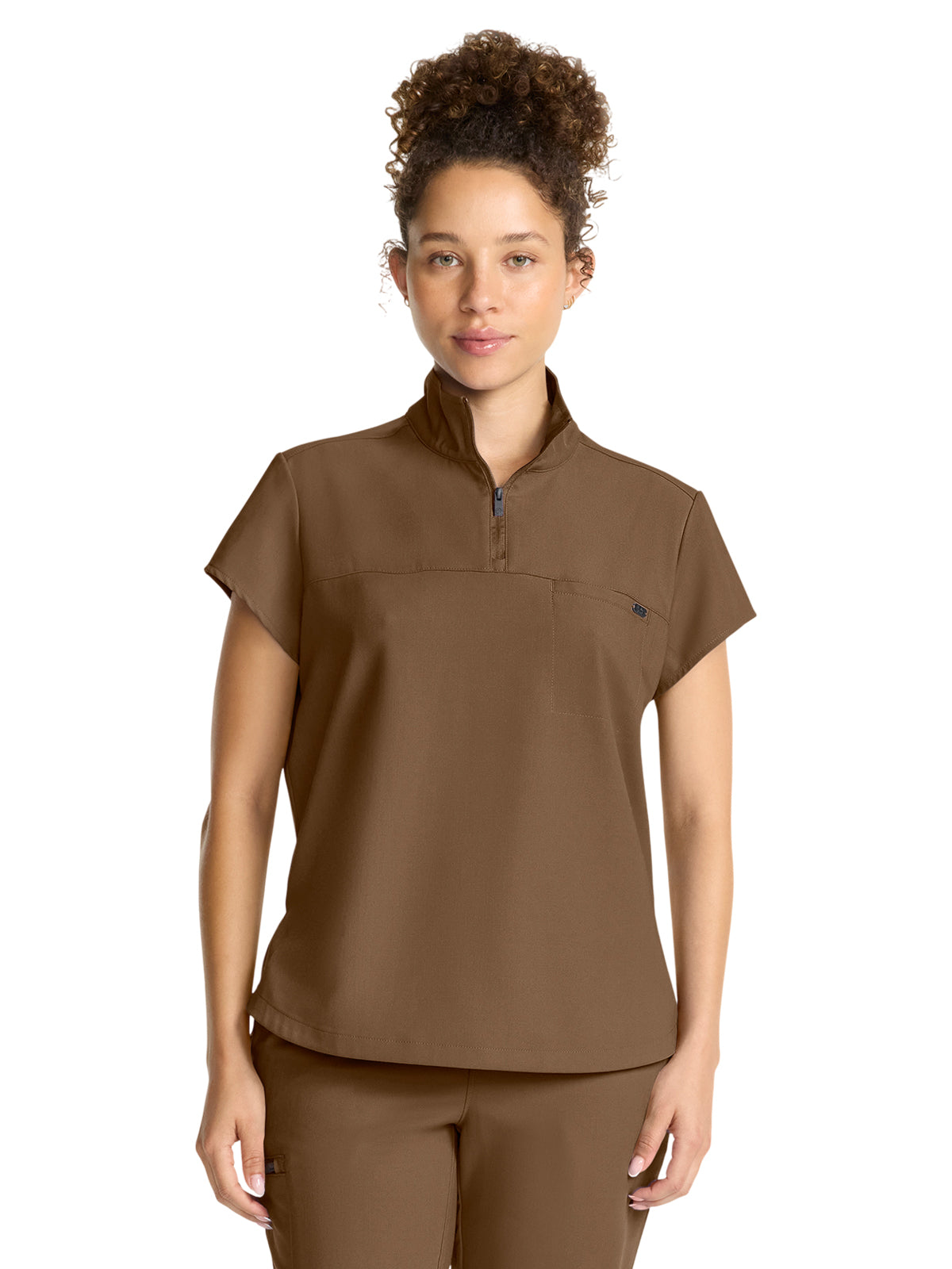 Women's 1-Pocket Partial Zip Top - 752 - French Brown
