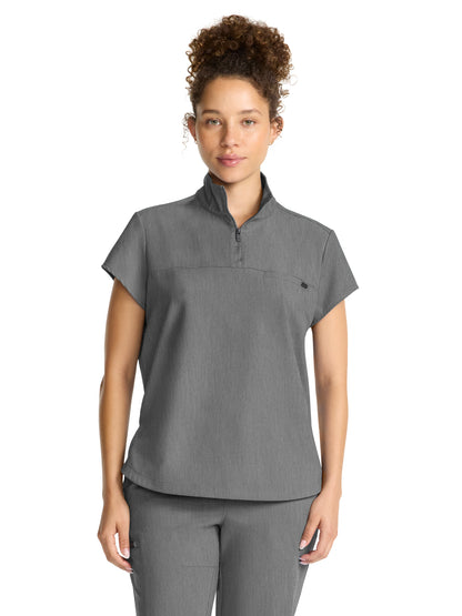 Women's 1-Pocket Partial Zip Top - 752 - Heather Ash