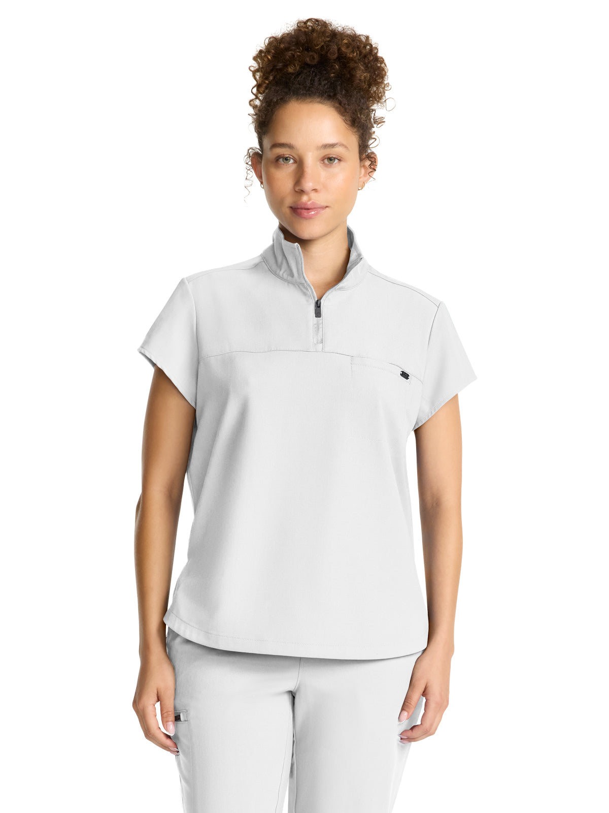 Women's 1-Pocket Partial Zip Top - 752 - White Gardenia