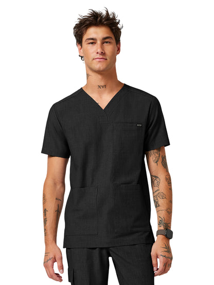 Men's 4-Pocket V-Neck Scrub Top - 753 - Black