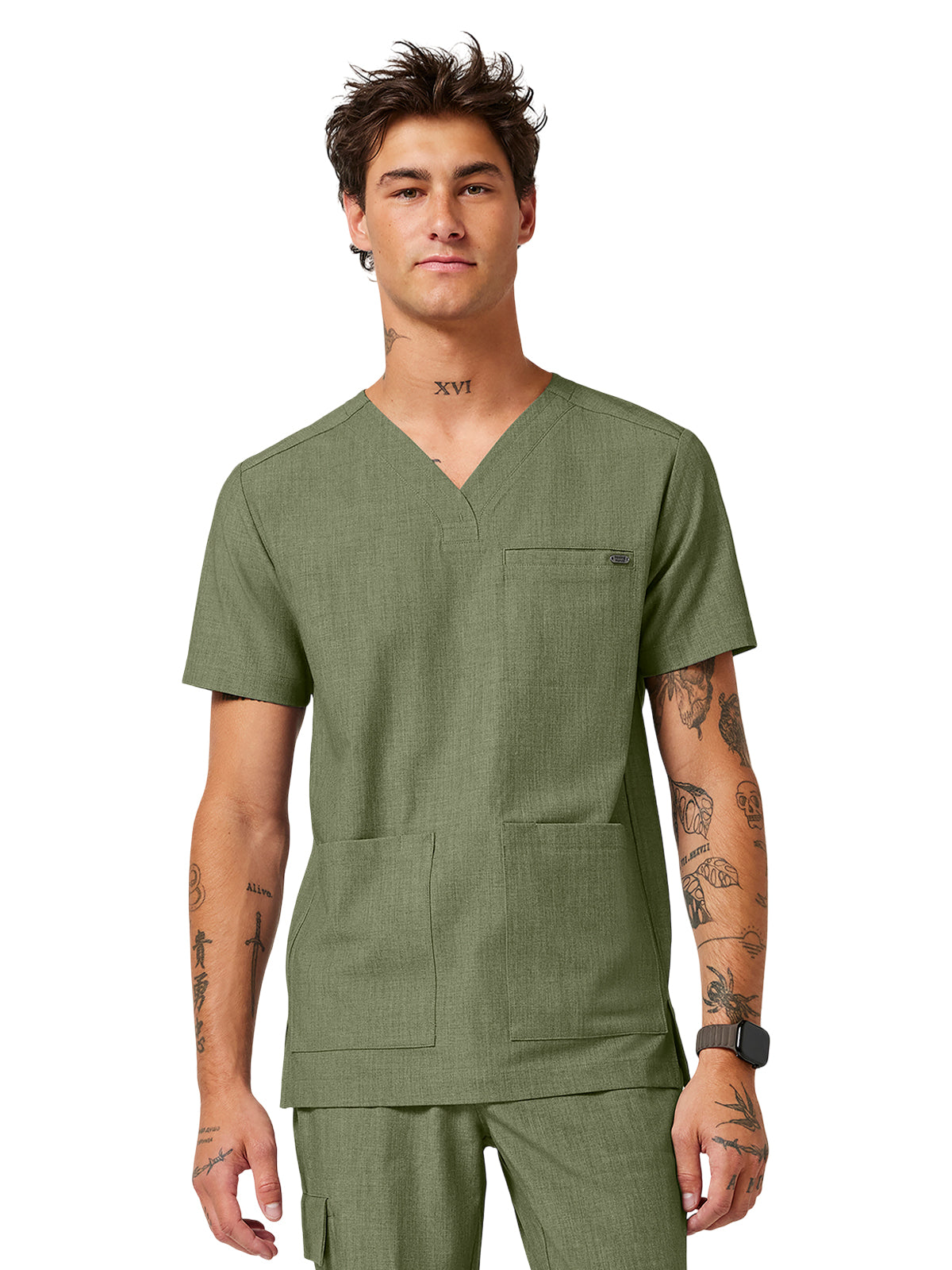 Men's 4-Pocket V-Neck Scrub Top - 753 - Olive