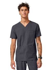 Men's 4-Pocket V-Neck Scrub Top - 753 - Pewter