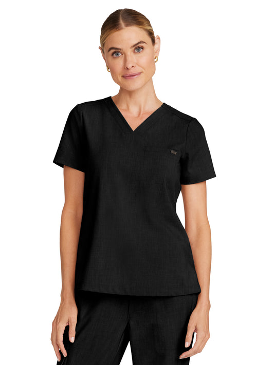 Women's 1-Pocket V-Neck Top - 755 - Black