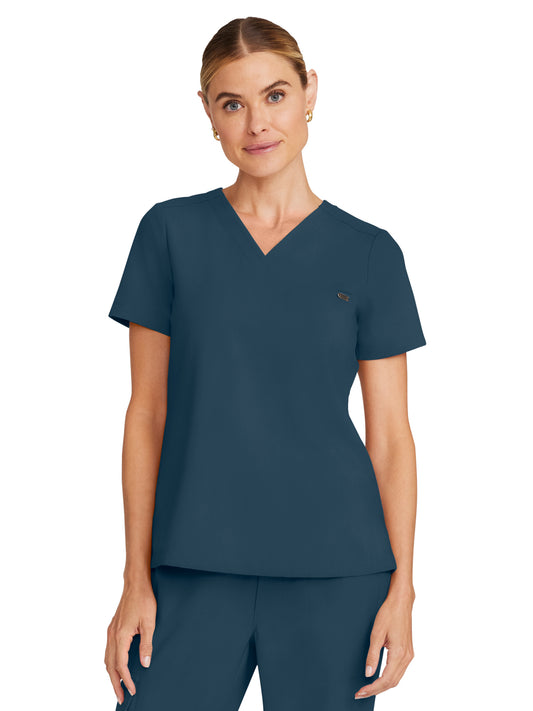 Women's 1-Pocket V-Neck Top - 755 - Caribbean