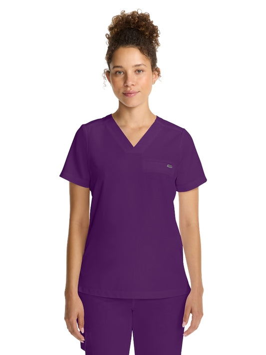 Women's 1-Pocket V-Neck Top - 755 - Eggplant
