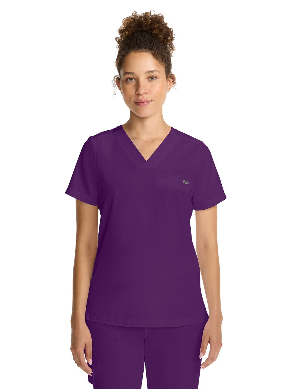 Women's 1-Pocket V-Neck Top - 755 - Eggplant