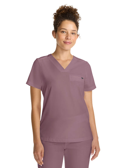 Women's 1-Pocket V-Neck Top - 755 - Elderberry