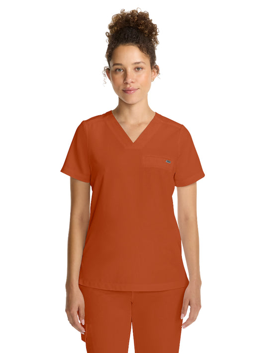 Women's 1-Pocket V-Neck Top - 755 - Warm Sunrise