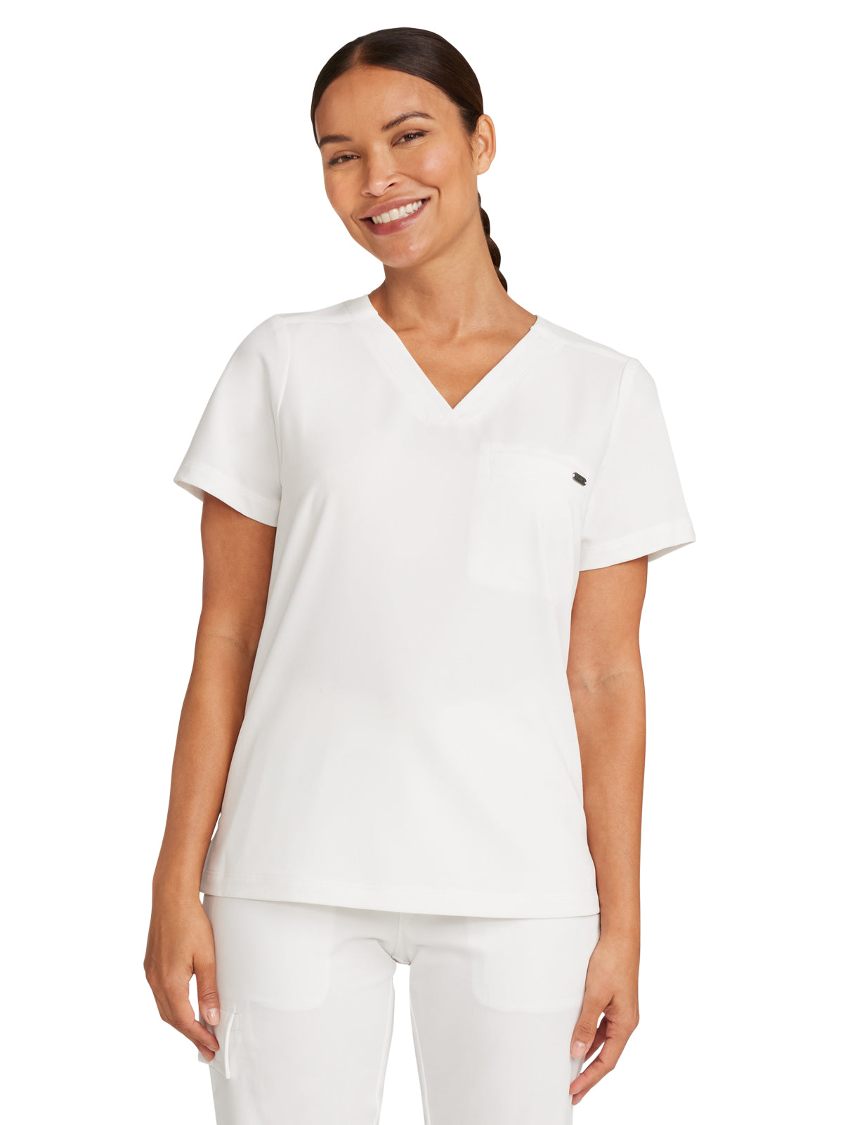 Women's 1-Pocket V-Neck Top - 755 - White Gardenia