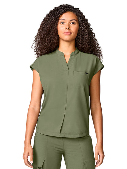 Women's 1-Pocket Mandarin Collar Top - 757 - Olive