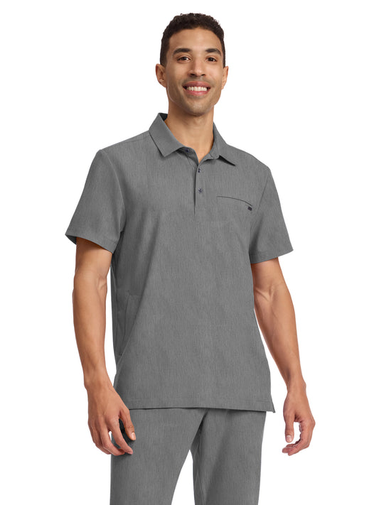Men's 3-Pocket Polo Collar Top - 759 - Heather Ash