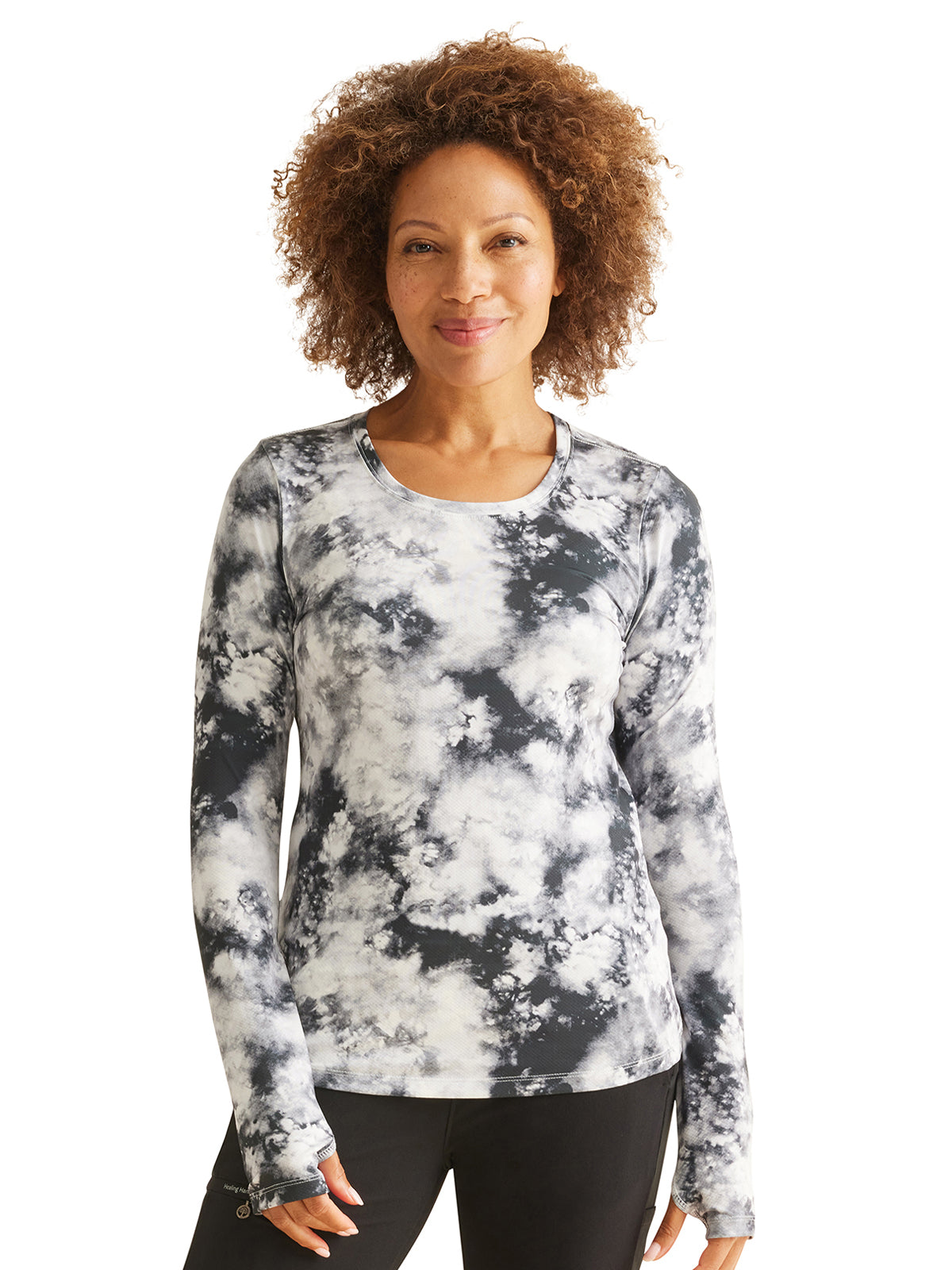 Women's Pocketless Printed Performance Tee - 805 - Tide Dye Black