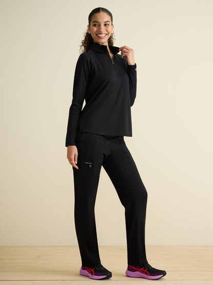 Women's Pocketless Quarter Zip Shirt - 806 - Black