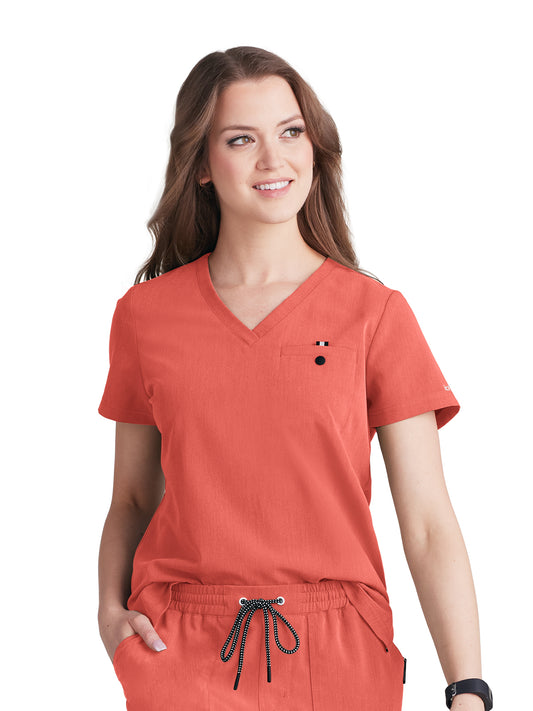Women's One-Pocket Tuck-In Ready to Work Top - 1010 - Heather Coral