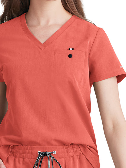 Women's 1-Pocket Tuck-In Ready to Work Scrub Top - 1010 - Heather Coral