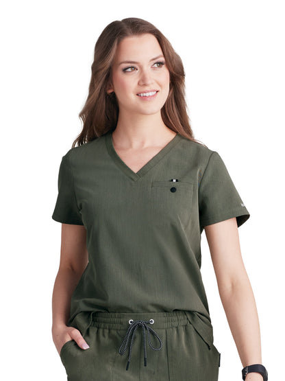 Women's 1-Pocket Tuck-In Ready to Work Scrub Top - 1010 - Heather Olive