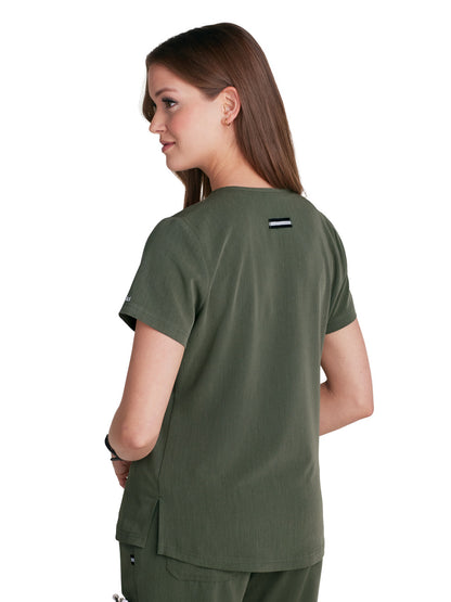 Women's 1-Pocket Tuck-In Ready to Work Scrub Top - 1010 - Heather Olive