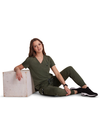 Women's 1-Pocket Tuck-In Ready to Work Scrub Top - 1010 - Heather Olive