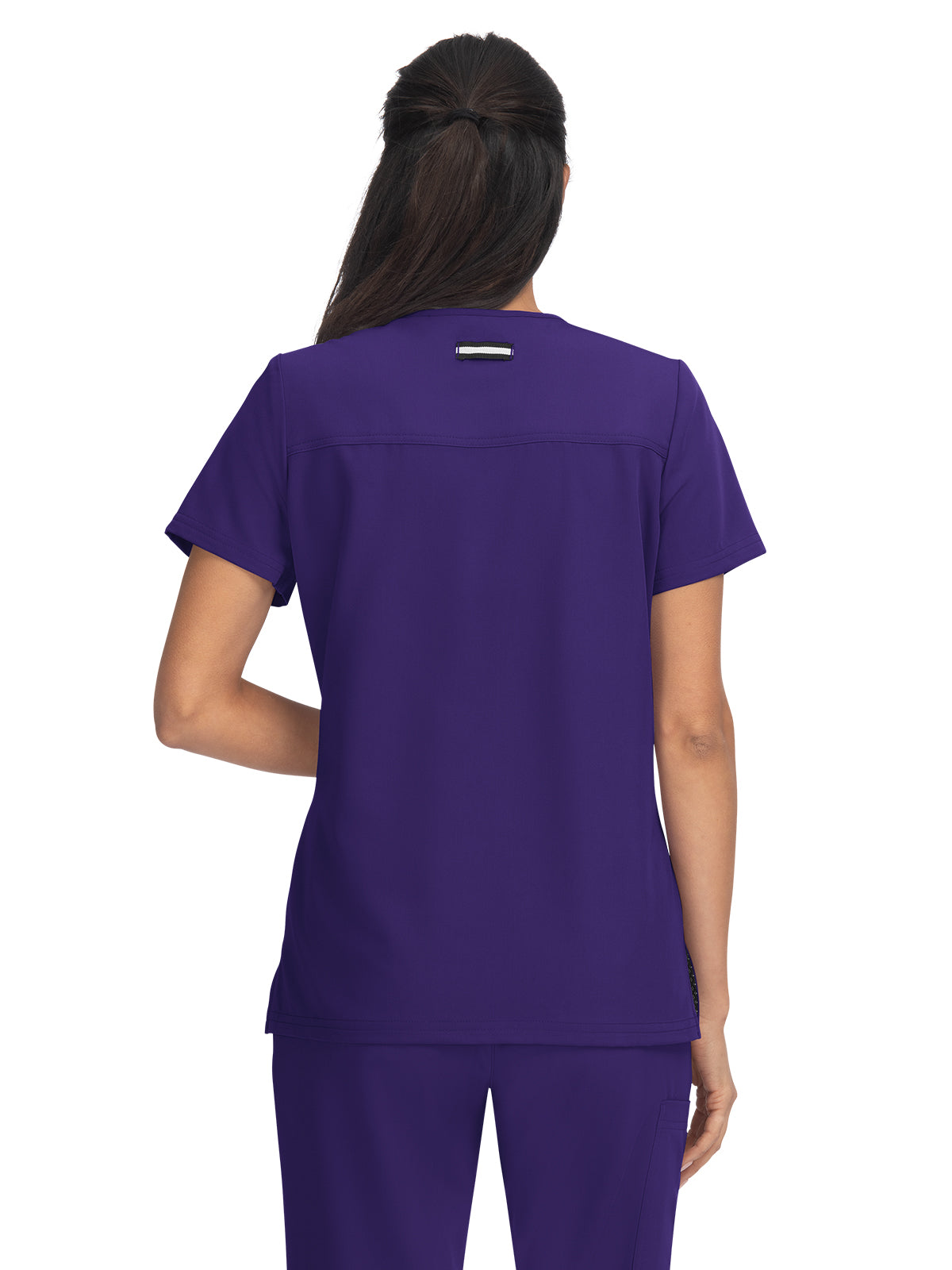 Women's 3-Pocket Wide V-Neck Stretch Hustle and Heart Scrub Top - 1019 - Grape