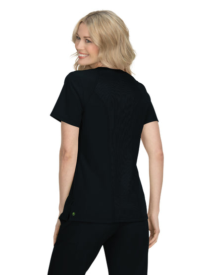 Women's 2-Pocket Eco-Friendly Longevity Scrub Top - 1034 - Black