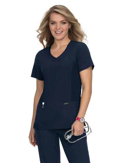 Women's 2-Pocket Eco-Friendly Longevity Scrub Top - 1034 - Navy