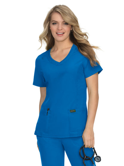 Women's 2-Pocket Eco-Friendly Longevity Scrub Top - 1034 - Royal Blue