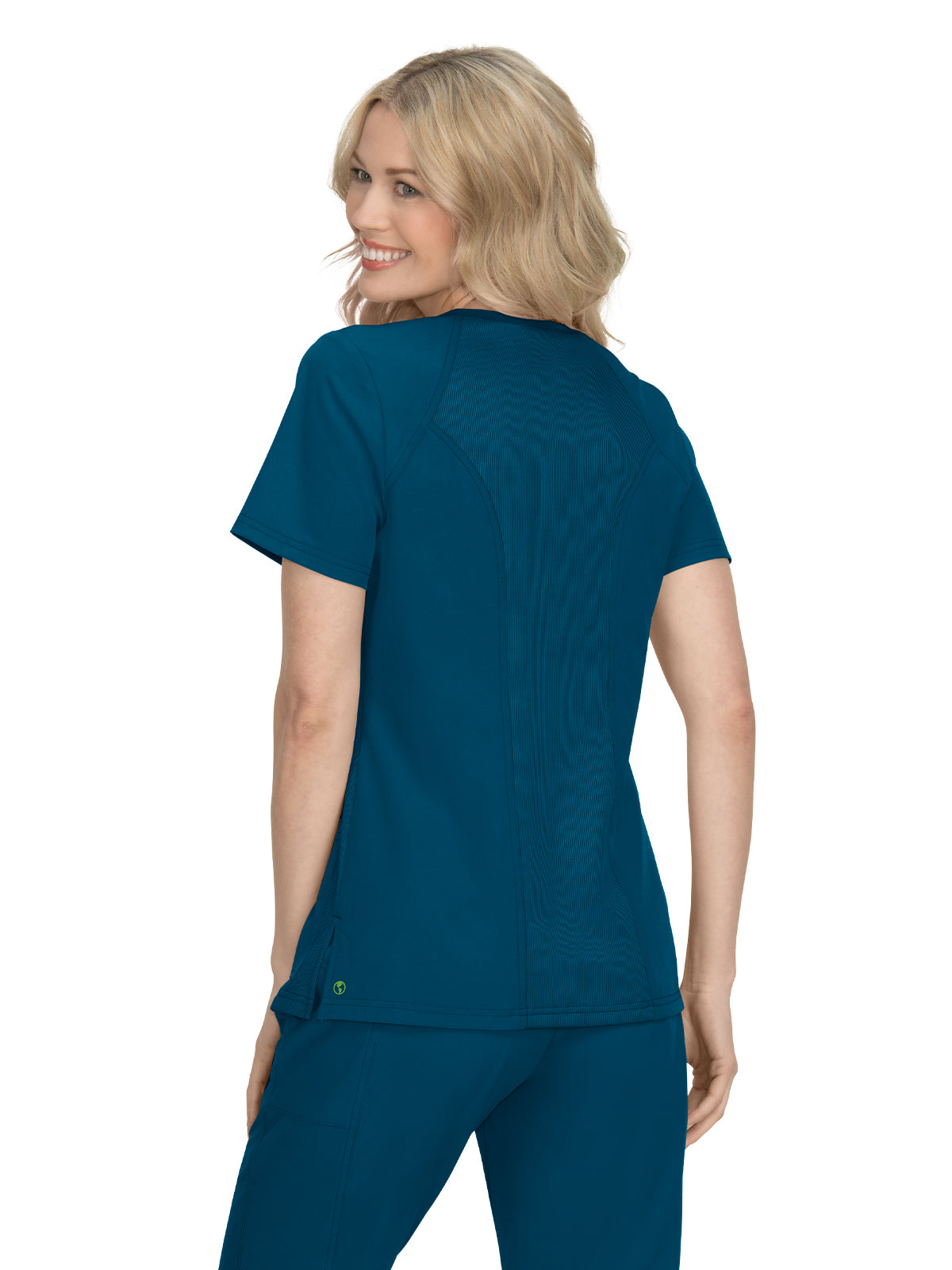 Women's 2-Pocket Eco-Friendly Longevity Scrub Top - 1034 - Caribbean Blue