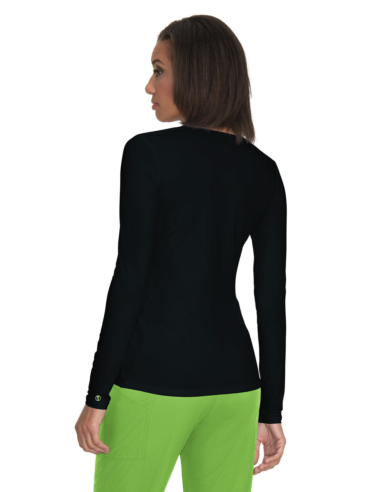 Women's Eco-Friendly Long-Sleeve Wellbeing Underscrub Tee - 1036 - Black