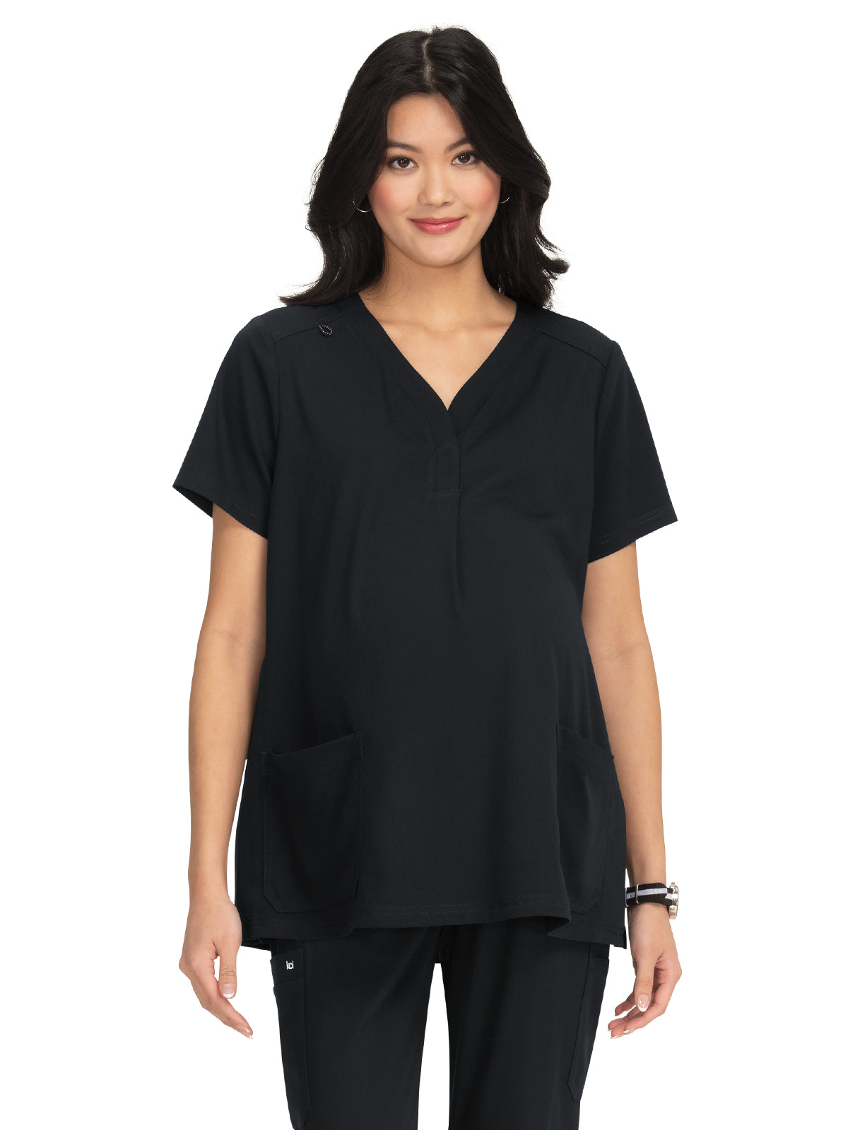 Women's Two-Pocket Maternity Onboard Top - 1073 - Black