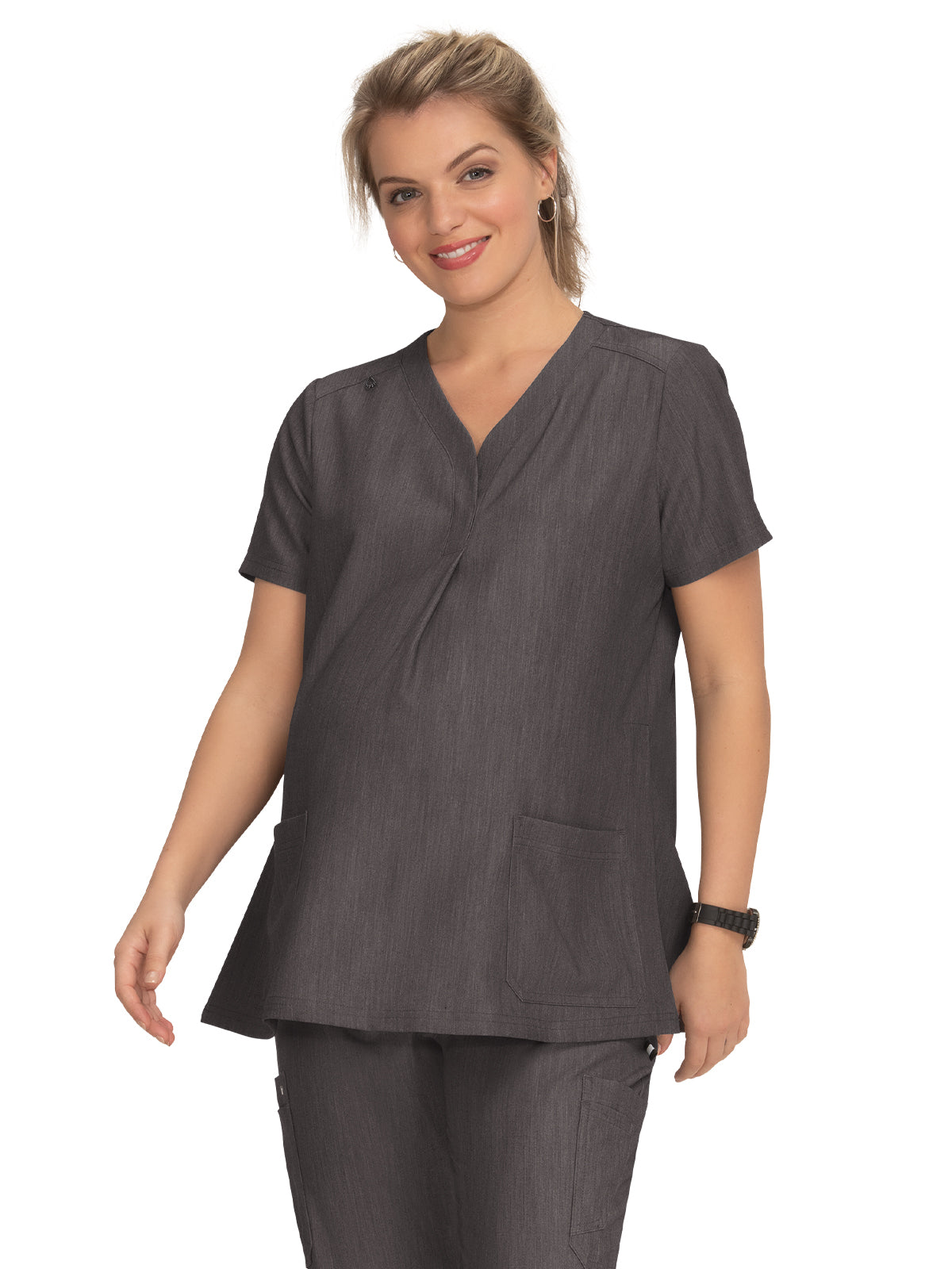 Women's Two-Pocket Maternity Onboard Top - 1073 - Heather Grey