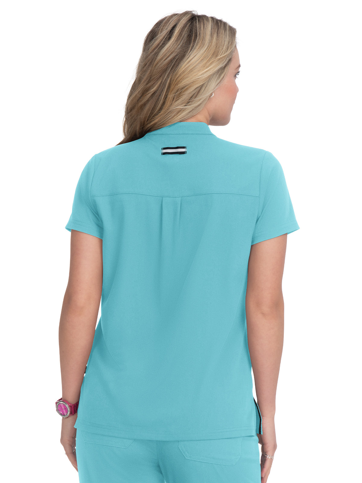 Women's 4-Pocket Zipper-Neck Mandarin Collar Driven Scrub Top - 1081 - Sea Glass