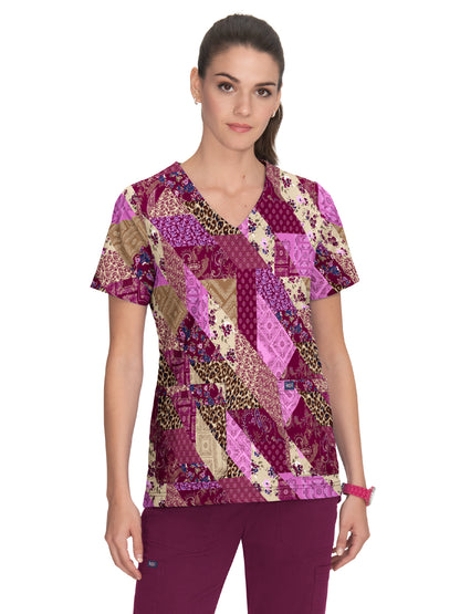 Women's 2-Pocket Print Leia Scrub Top - 1084PR - Patched with Love