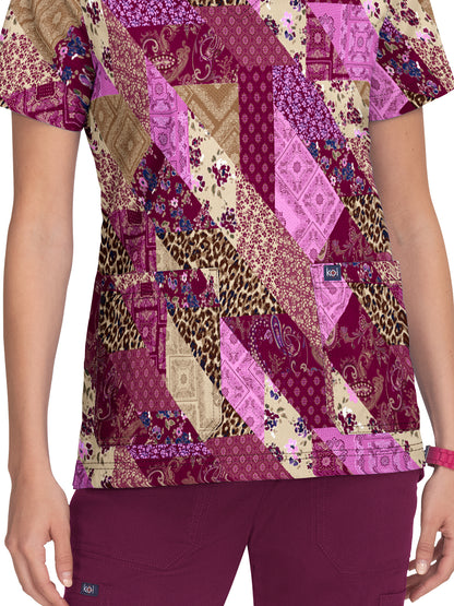 Women's 2-Pocket Print Leia Scrub Top - 1084PR - Patched with Love