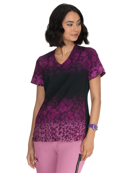 Women's 2-Pocket Stretch Ombre Print Reform Scrub Top - 1087PLM - Fierce Divine