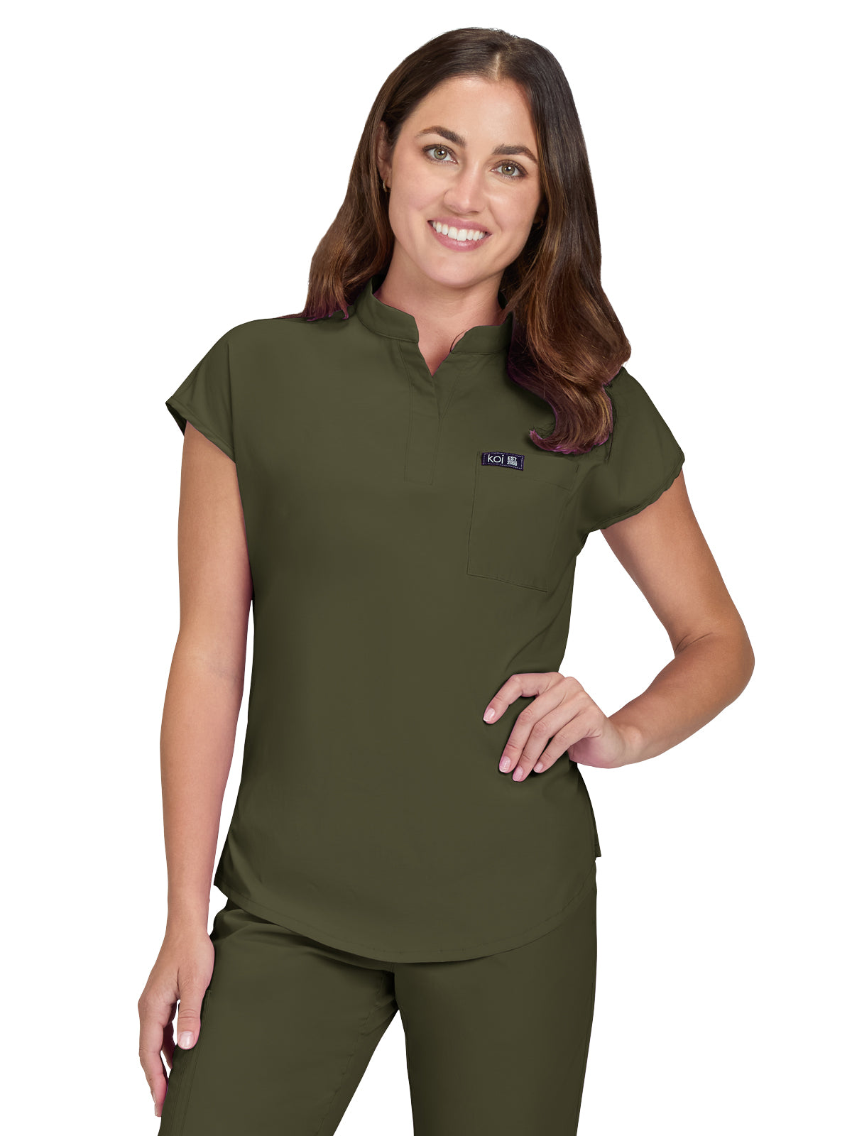 Women's 1-Pocket Stretch Tuck-In Ari Scrub Top - 1093 - Olive Green