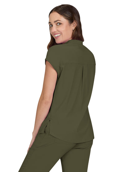 Women's 1-Pocket Stretch Tuck-In Ari Scrub Top - 1093 - Olive Green