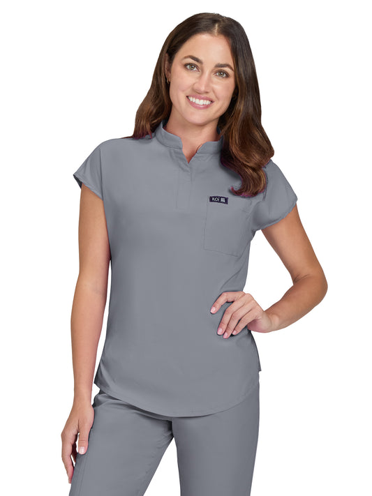 Women's 1-Pocket Stretch Tuck-In Ari Scrub Top - 1093 - Platinum Grey