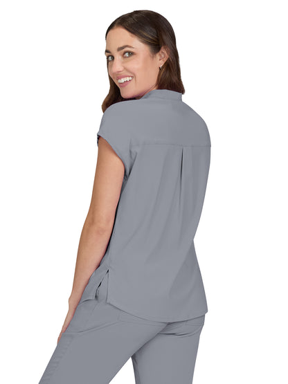 Women's 1-Pocket Stretch Tuck-In Ari Scrub Top - 1093 - Platinum Grey