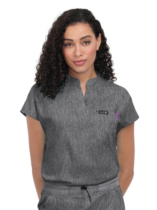 Women's 1-Pocket Stretch Tuck-In Ari Scrub Top - 1093 - Heather Grey