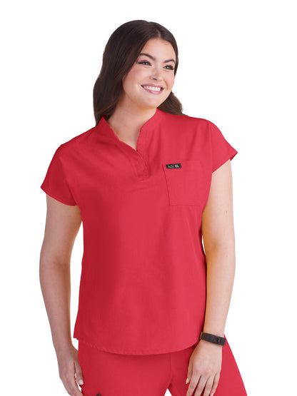 Women's 1-Pocket Stretch Tuck-In Ari Scrub Top - 1093 - Heather Candy Red