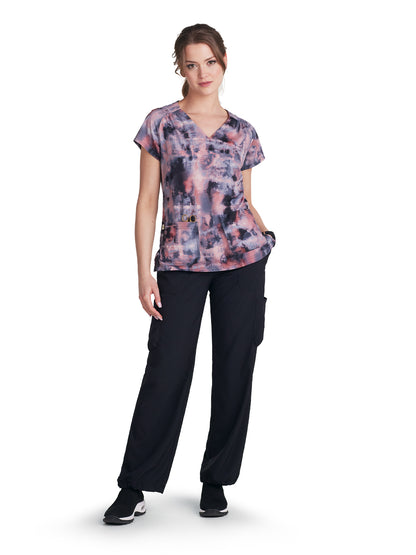 Women's Heart-Shaped Neckline Meadow Scrub Top - 1120PR - Exotic Waves