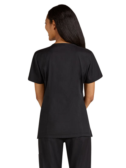 Women's Limited Edition Rhinestone Zipper Neck Serenity Scrub Top - 1123L - Black