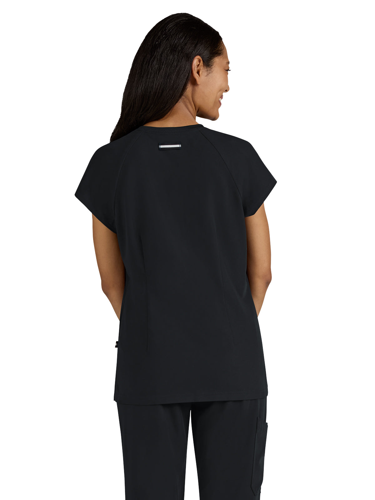 Women's Split-Neck 3-Pocket We Have Heart Scrub Top - 1124 - Black