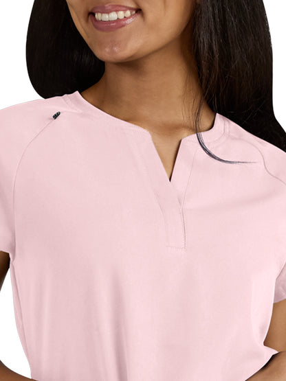 Women's Split-Neck 3-Pocket We Have Heart Scrub Top - 1124 - Pink Dream