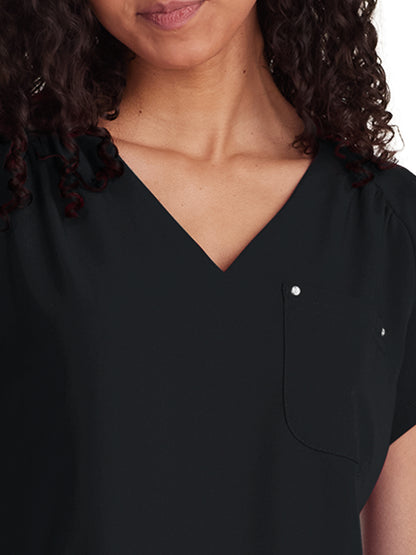 Women's Heart-Shaped Neckline Up and Going Scrub Top - 1125 - Black