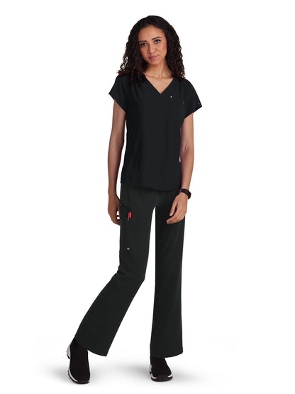 Women's Heart-Shaped Neckline Up and Going Scrub Top - 1125 - Black