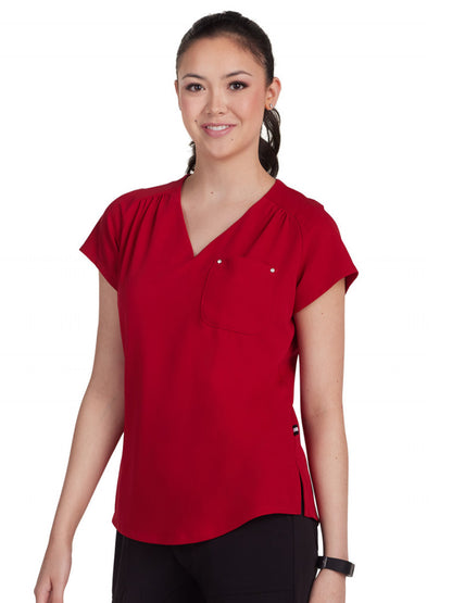 Women's Heart-Shaped Neckline Up and Going Scrub Top - 1125 - Ruby