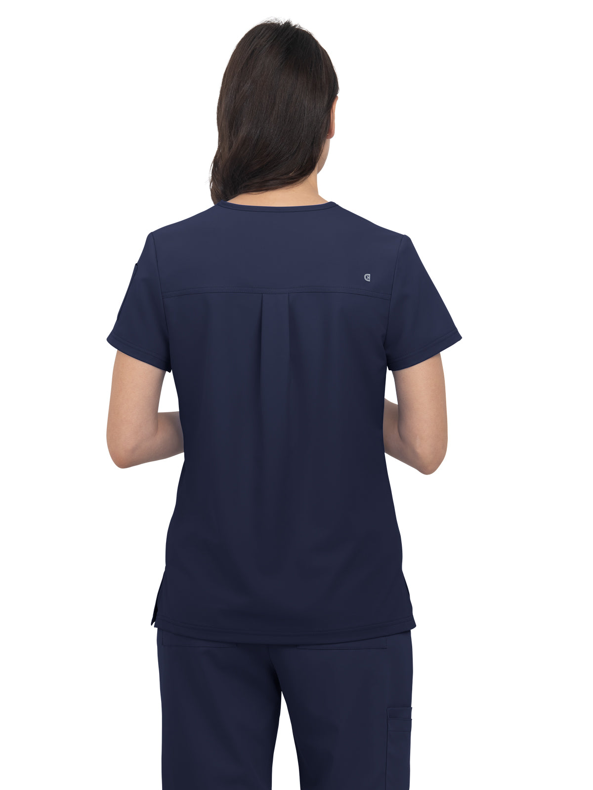 Women's Ribbed V-Neck 4-Pocket Sari Scrub Top - 1129 - Navy